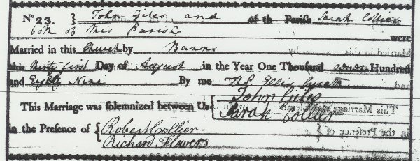 Marriage entry